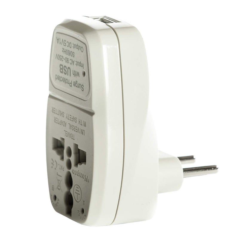Orei India to Europe, Turkey, Spain & More (Type C) Travel Adapter Plug - 3 in 1 - CE Certified - RoHS Compliant with USB and Surge Protection Worldwide Adapter (DBU-C) - Image 2