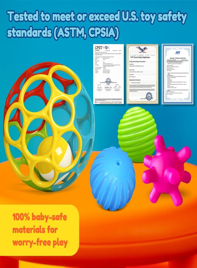 ROHSCE Sensory Balls for Toddlers 1-3, Sensory Baby Toys 6-12 Months, Infant Squeeze Sensory Toys,Baby Rattle Ball, Baby Teething Sensory Montessori Toys Soft Chew Toy with Rattles for Babies - Image 2