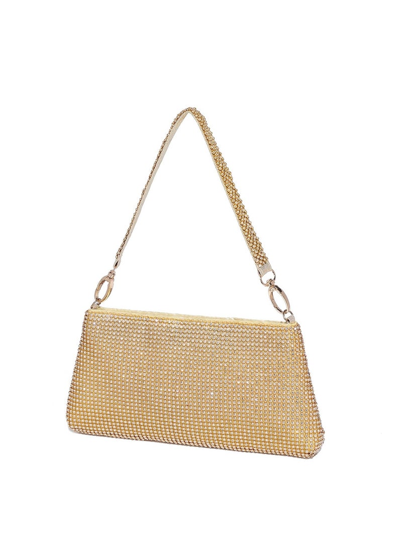 SYOSI SYOSI Crystal Evening Clutch Bag for Women, Glitter Rhinestone Purse Sparkly Clutches for Prom Wedding Party (Gold) - Image 1