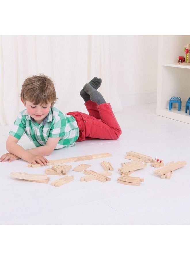 Bigjigs Rail Bigjigs Rail Low Level Train Track Expansion Pack - 25pc Wooden Train Track for Train Sets , Quality Bigjigs Train Accessories , Compatible with most major Wooden Railway Brands  - Image 4