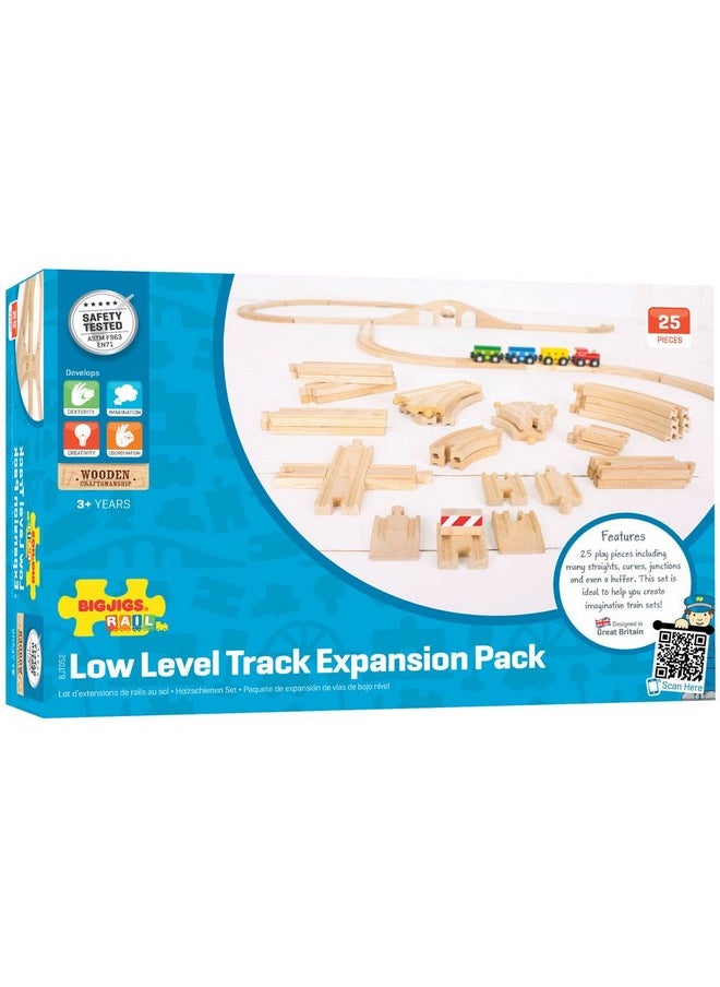 Bigjigs Rail Bigjigs Rail Low Level Train Track Expansion Pack - 25pc Wooden Train Track for Train Sets , Quality Bigjigs Train Accessories , Compatible with most major Wooden Railway Brands  - Image 5