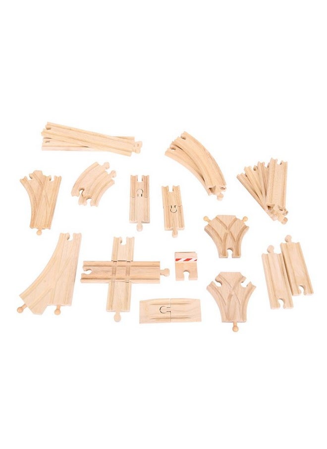 Bigjigs Rail Bigjigs Rail Low Level Train Track Expansion Pack - 25pc Wooden Train Track for Train Sets , Quality Bigjigs Train Accessories , Compatible with most major Wooden Railway Brands  - Image 3