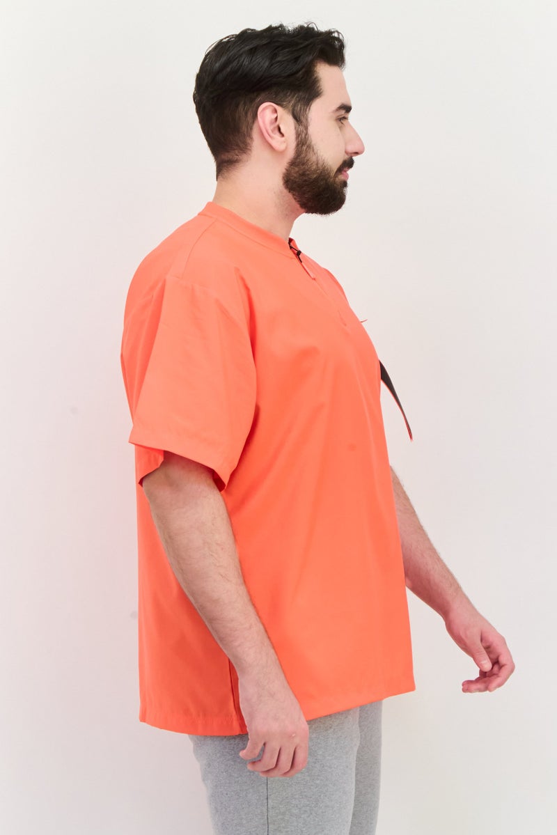 Adidas Men Sportswear Fit Short Sleeves Outdoor T-Shirt, Orange - Image 3