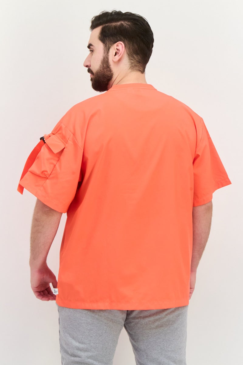 Adidas Men Sportswear Fit Short Sleeves Outdoor T-Shirt, Orange - Image 2