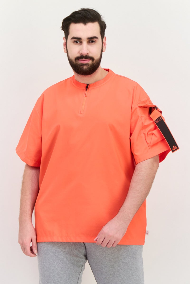 Adidas Men Sportswear Fit Short Sleeves Outdoor T-Shirt, Orange - Image 1