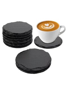 Y&D Natural Rock Coaster Japanese Slate Coaster Insulation Mat Bar Restaurant Slate Coaster-Round Coasters 10cm * 10cm  - Image 1