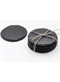 Y&D Natural Rock Coaster Japanese Slate Coaster Insulation Mat Bar Restaurant Slate Coaster-Round Coasters 10cm * 10cm  - Image 3
