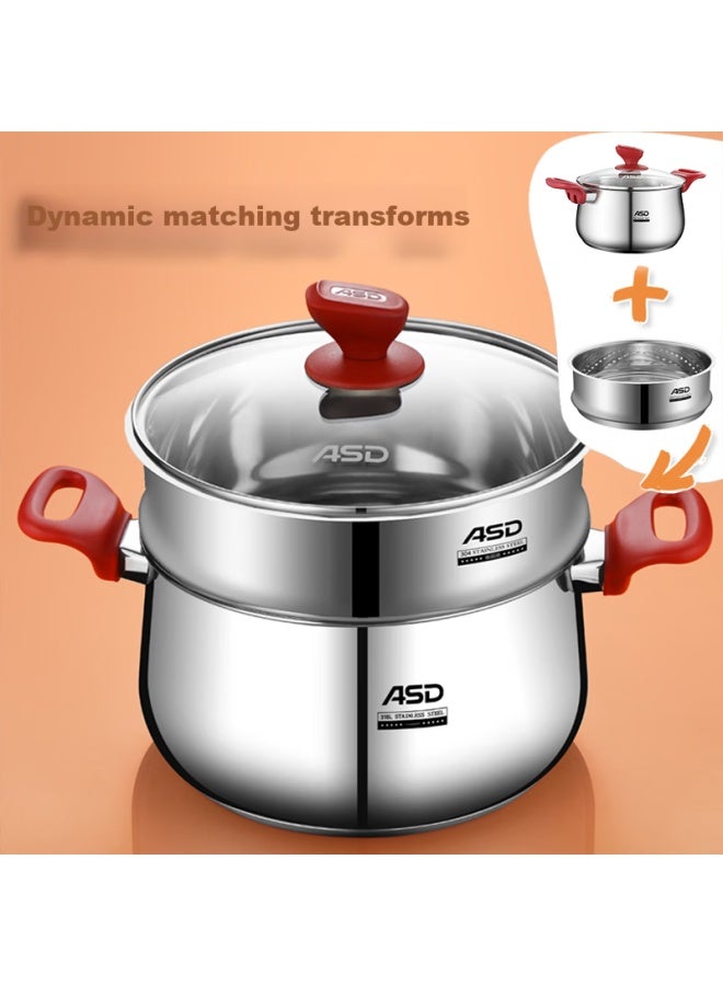 Asd Steamer Pot, Soup Pot, 304 Stainless Steel Steaming Tray, Steaming Basket, Steamer 24Cm Zs24Z3Wg - Image 2