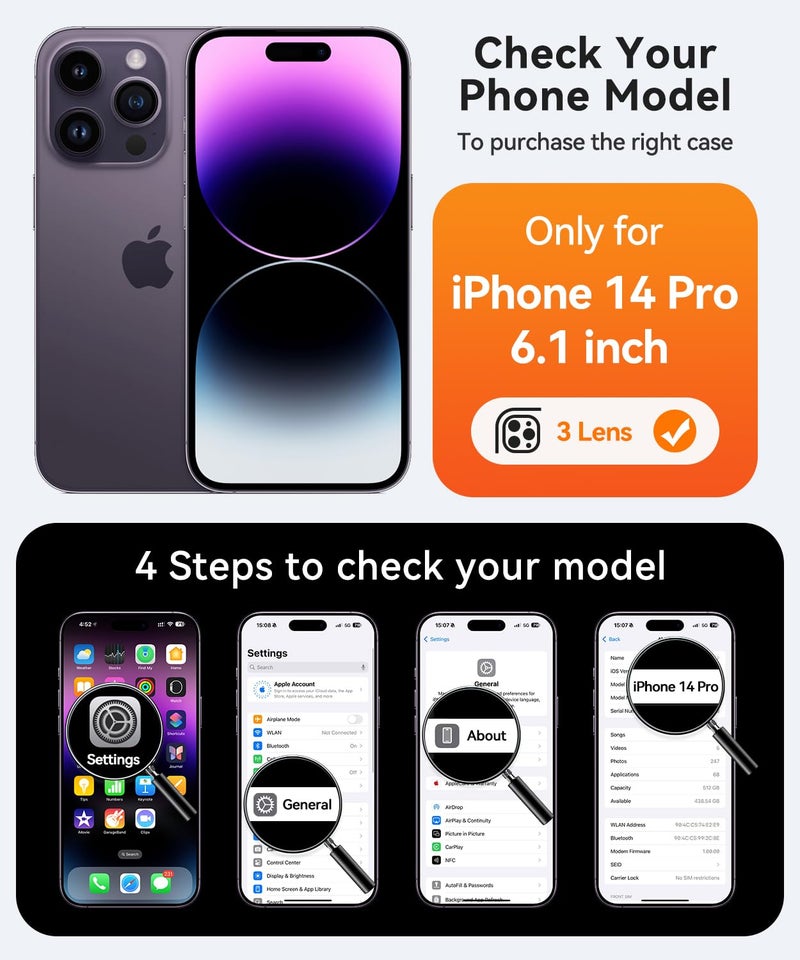 كانشن CANSHN Magnetic Compatible with iPhone 14 Pro Case(6.1 Inch), Upgraded [Full Camera Protection] [Compatible with Magsafe] [Translucent Matte] Shockproof Protective Phone Case Cover - Deep Purple - Image 2