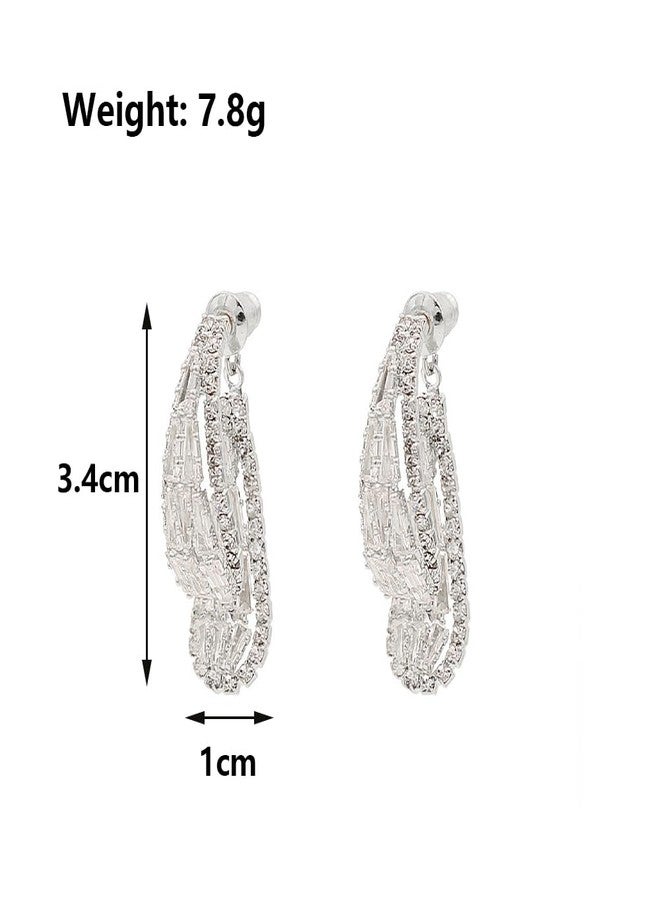 Uarein Teardrop Crysatal Earrings for Women Vintage Front Back Rhinestone Waterdrop Earrings Shiny Irregular Cubic Zirconia Drop Earrings Dainty Jewelry Gifts (Silver) - Image 3