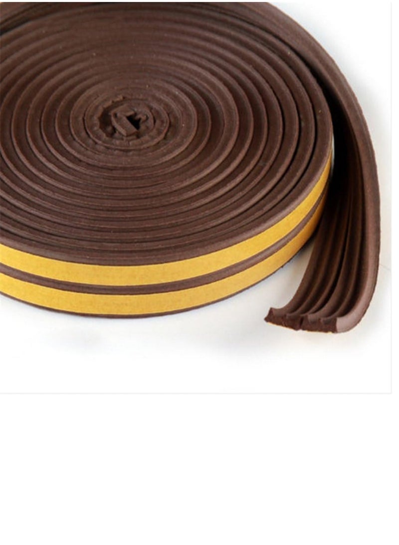 Beorol E - Shaped, Self-Adhesive EPDM Doors and Windows Seal Strip Soundproofing Collision Avoidance Rubber Weather-strip 6 Meters 2 x 3M Strips BROWN. - Image 3