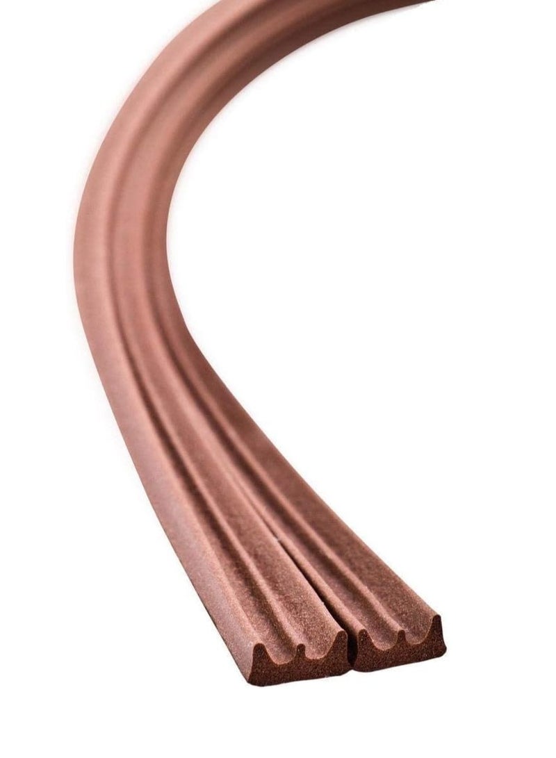 Beorol E - Shaped, Self-Adhesive EPDM Doors and Windows Seal Strip Soundproofing Collision Avoidance Rubber Weather-strip 6 Meters 2 x 3M Strips BROWN. - Image 2