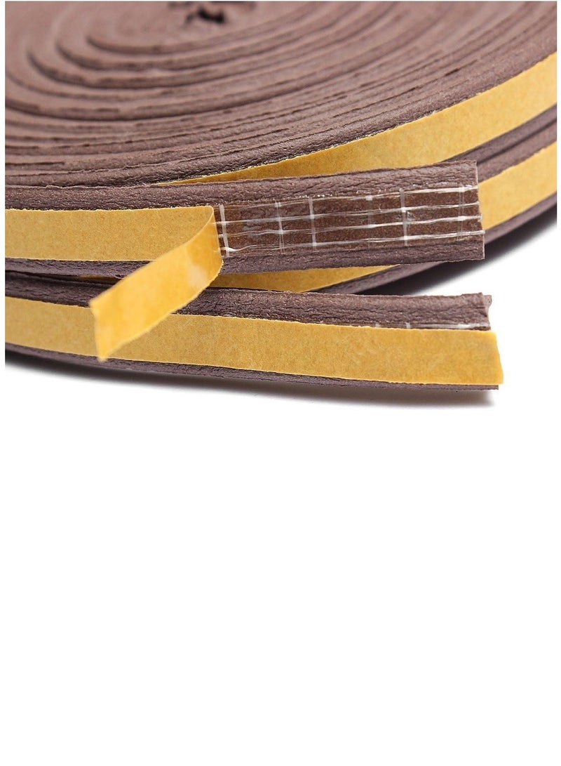 Beorol E - Shaped, Self-Adhesive EPDM Doors and Windows Seal Strip Soundproofing Collision Avoidance Rubber Weather-strip 6 Meters 2 x 3M Strips BROWN. - Image 4