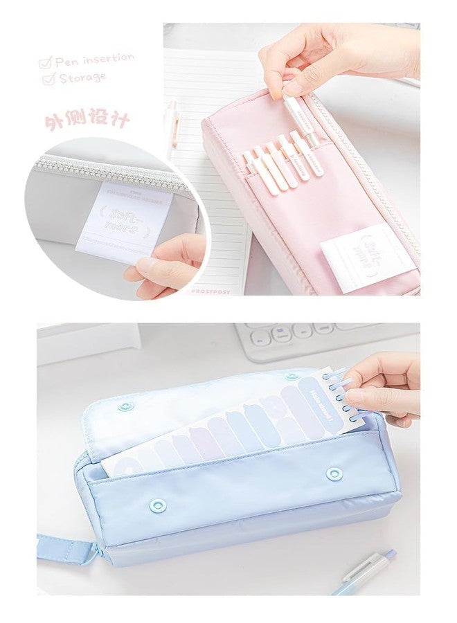 Funspark Multi-Functional Soft Pencil Case for Girls - Large Capacity Zipper Pouch with Multiple Compartments - Aesthetic Stationery Organizer for School, College & Office (Soft More-Pink Pouch) - Image 4