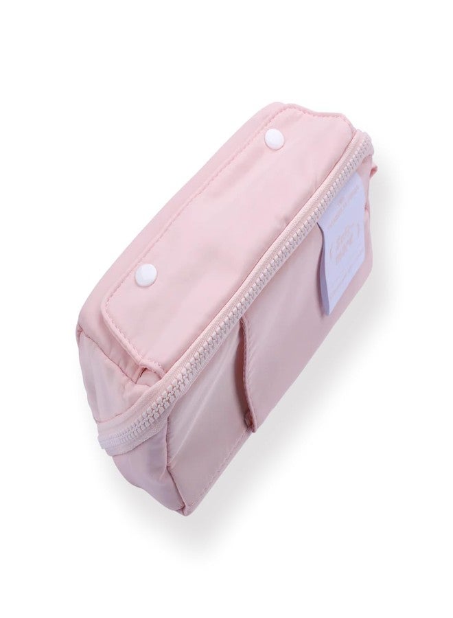 Funspark Multi-Functional Soft Pencil Case for Girls - Large Capacity Zipper Pouch with Multiple Compartments - Aesthetic Stationery Organizer for School, College & Office (Soft More-Pink Pouch) - Image 1