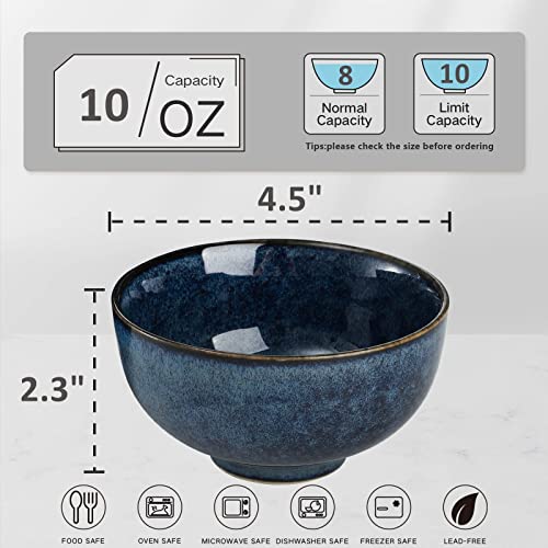 ZOOFOX Set of 8 Small Bowls, 10 Ounce Ceramic Bowls for Side Dishes, Reactive Glazed Serving Bowls for Rice, Cereal, Ice Cream, Condiments, Snacks - Image 2