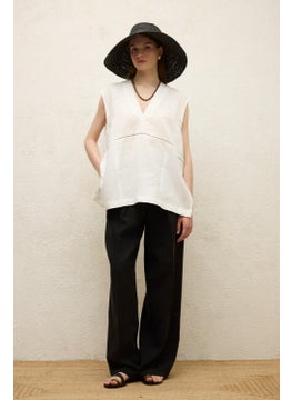 Manuka Linen Sleeveless Blouse Ecru  - Image 5