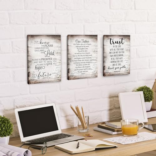 PHAMTE Christian Our Father The Lords Prayer Wall Art Decor Set of 3, Religious Inspirational Quotes Bible Verse Scripture Print Framed Canvas Painting Christian Prayer Room Office Church Decor(11x14) - Image 5