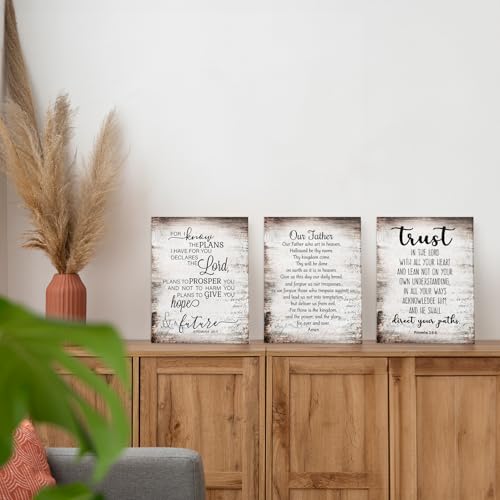 PHAMTE Christian Our Father The Lords Prayer Wall Art Decor Set of 3, Religious Inspirational Quotes Bible Verse Scripture Print Framed Canvas Painting Christian Prayer Room Office Church Decor(11x14) - Image 4