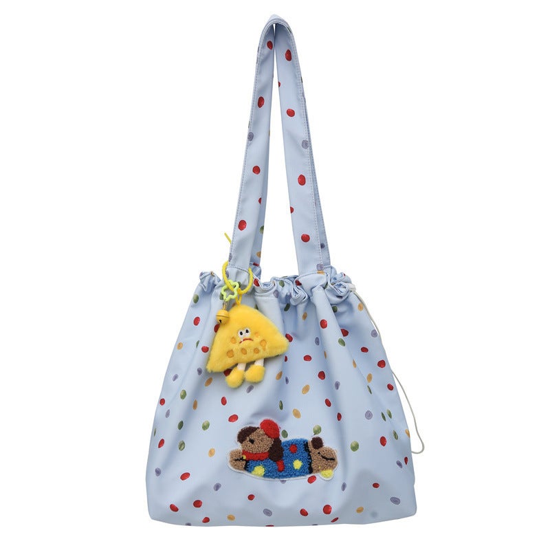 Korean Cute Puppy Girl Armpit Bag High-Looking Polka Dot Shoulder Bag Versatile Commuter Tote Bag - Image 5