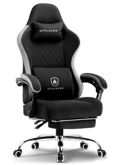 GTPLAYER GTPLAYER Gaming Chair Breathable Fabric Office Chair with Pocket Spring Cushion and Linkage Armrests, High Back Ergonomic Computer Chair with Lumbar Support and Footrest (Black Fabric)  - Image 1