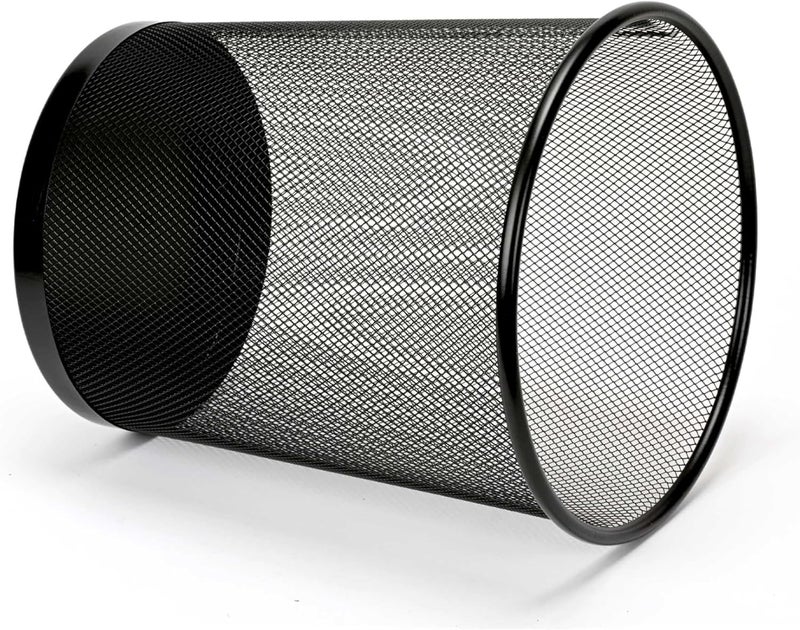 FIS Wire Mesh Waste Basket - Durable Round Metal Mesh Bin, 190x230x270mm, Classic Black for Office, Home & School Use - Image 2