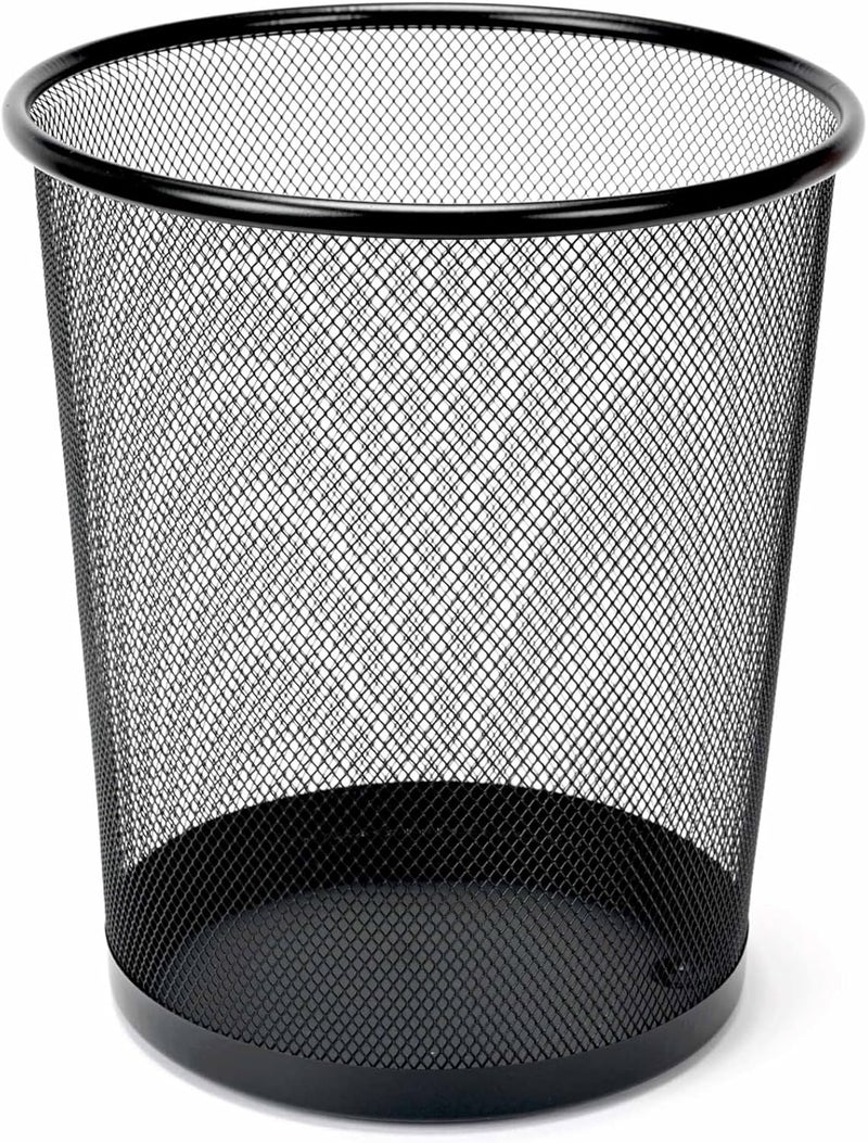 FIS Wire Mesh Waste Basket - Durable Round Metal Mesh Bin, 190x230x270mm, Classic Black for Office, Home & School Use - Image 1