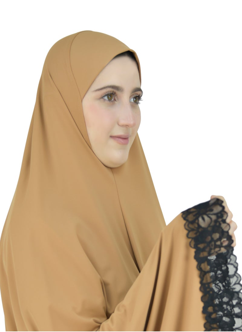 DAMAS COLLECTION - Two Piece Islamic prayer dress women with Lace - Prayer Clothes for Women - Prayer Abaya For women - Jilbab 2 piece, Umrah essentials for women - Prayer set - Image 1
