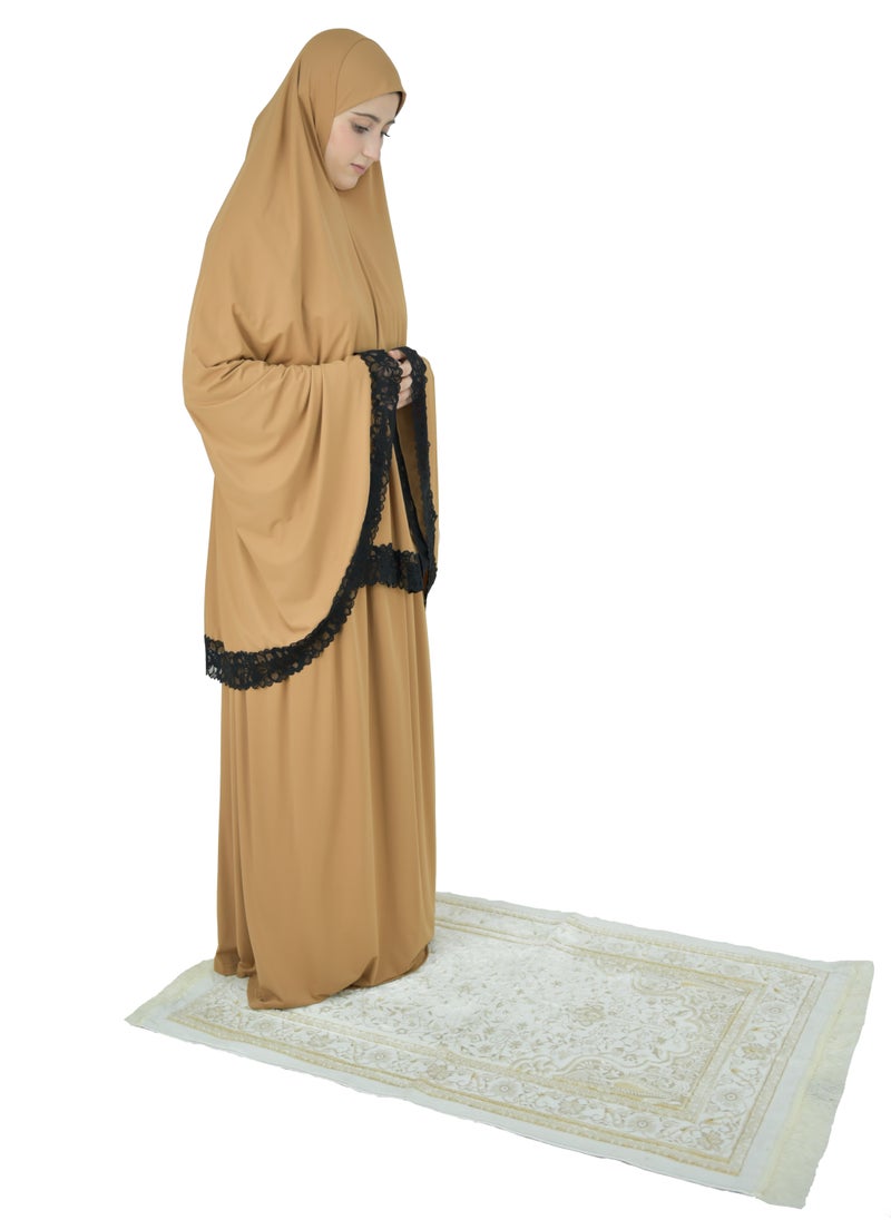 DAMAS COLLECTION Two Piece Islamic prayer dress women with Lace - Prayer Clothes for Women - Prayer Abaya For women - Jilbab 2 piece, Umrah essentials for women - Prayer set  - Image 2