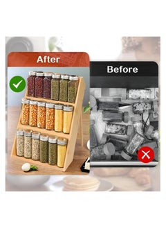 Anmi 3-tier Bamboo Spice Rack, Kitchen Spice Racks Free Standing for Cabinet Drawers and Countertop  - Image 4