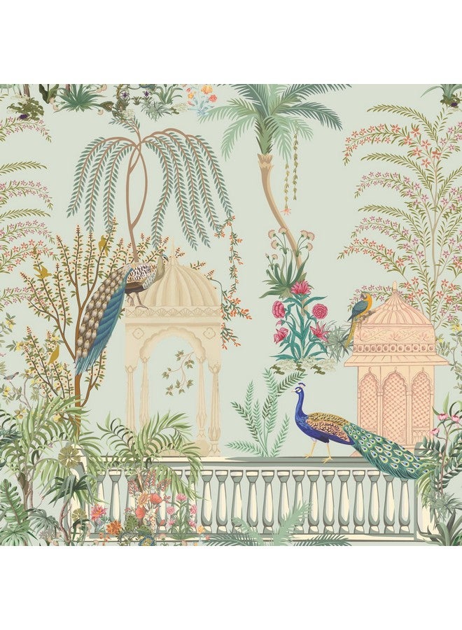PAPER PLANE DESIGN Indian Ethnic Traditional Mughal Garden Floral Theme Wallpaper Mural (6 FEET X 8 FEET, Canvas Self Adhesive) - Image 1