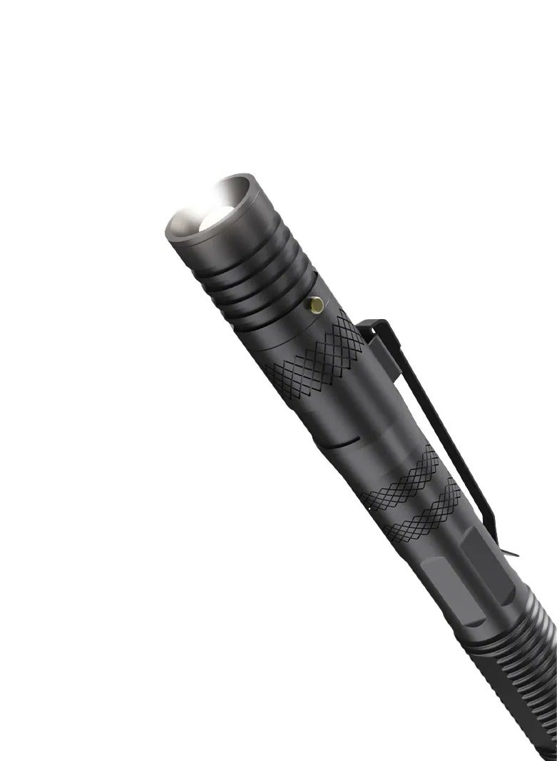 porodo LifeStyle Outdoor 6 in 1 Flashlight with Holder Pen Whistle Bottle Opener andSafety Hammer - Black/Gray - Image 2