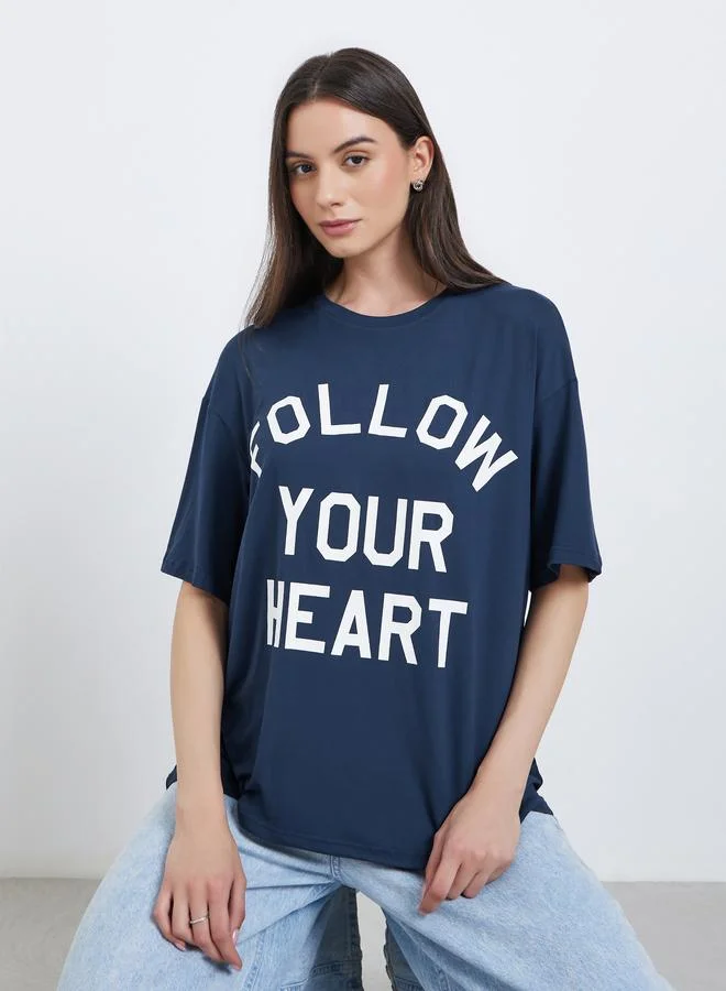 Take Two Take Two Slogan Print Oversized T-Shirt