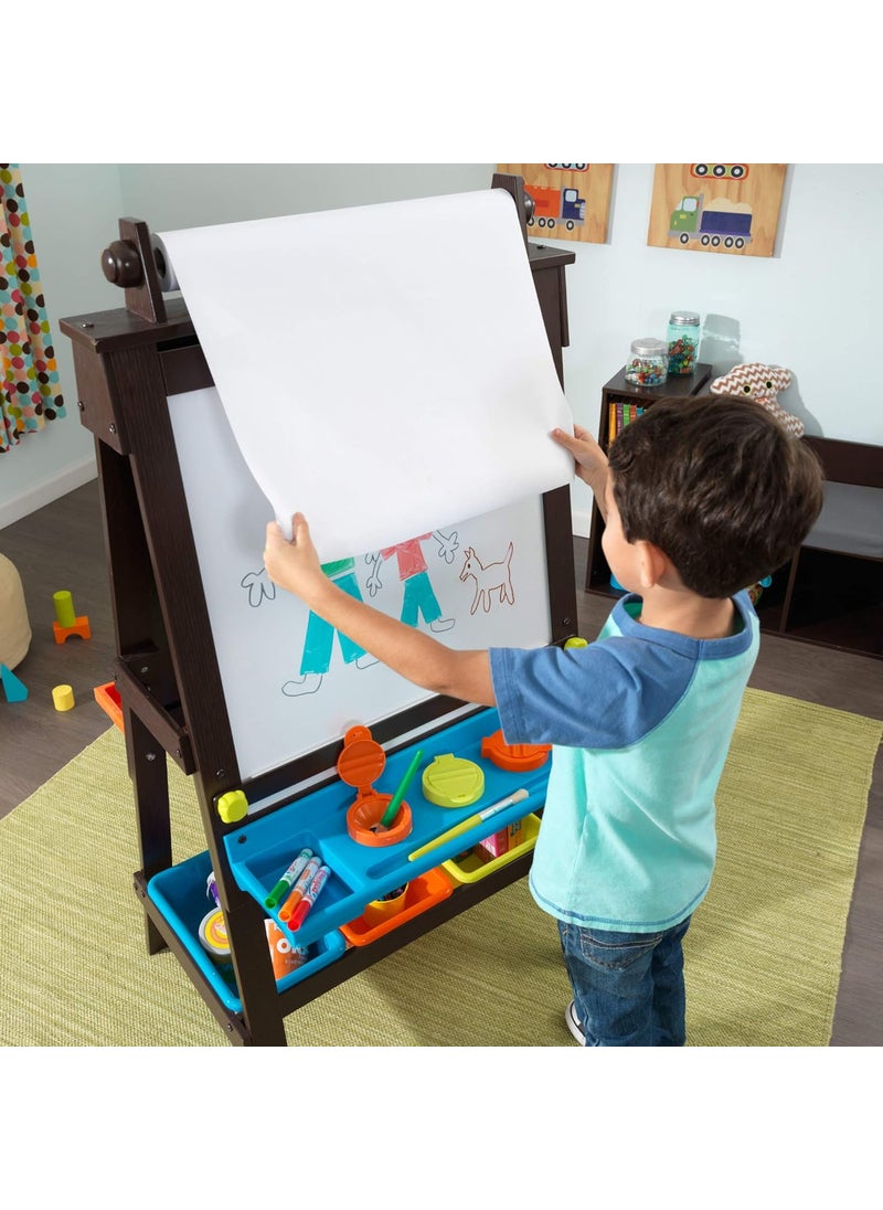 KidKraft KidKraft Wooden Storage Easel with Dry Erase and Chalkboard Surfaces Childrens Art Furniture  Espresso Gift for Ages 3  - Image 4