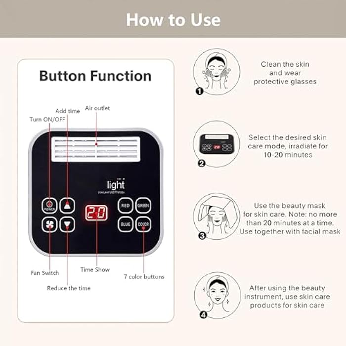 Fxtiaa Led-Face-Tool，LED Light Therapy Facial Mask，7 in 1 Beauty Equipment for Skin Care at Home - Image 5