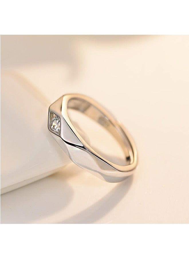 Beyond Lettering with Diamonds Couples Promise Rings, Anti Fading Titanium Engagement Ring, Suitable As A Couple Gift and Wedding Ring (Silver) - Image 3