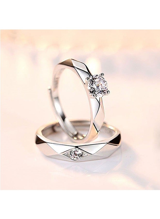 Beyond Lettering with Diamonds Couples Promise Rings, Anti Fading Titanium Engagement Ring, Suitable As A Couple Gift and Wedding Ring (Silver) - Image 5