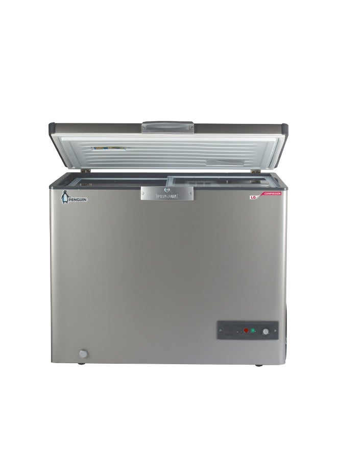 بنجوين ديب فريزر ديفروست ، 205 لتر ، أستانلس داخلي ، باب زجاج داخلي ، ماتور LG ، سيلفر ، ES250 - Image 2