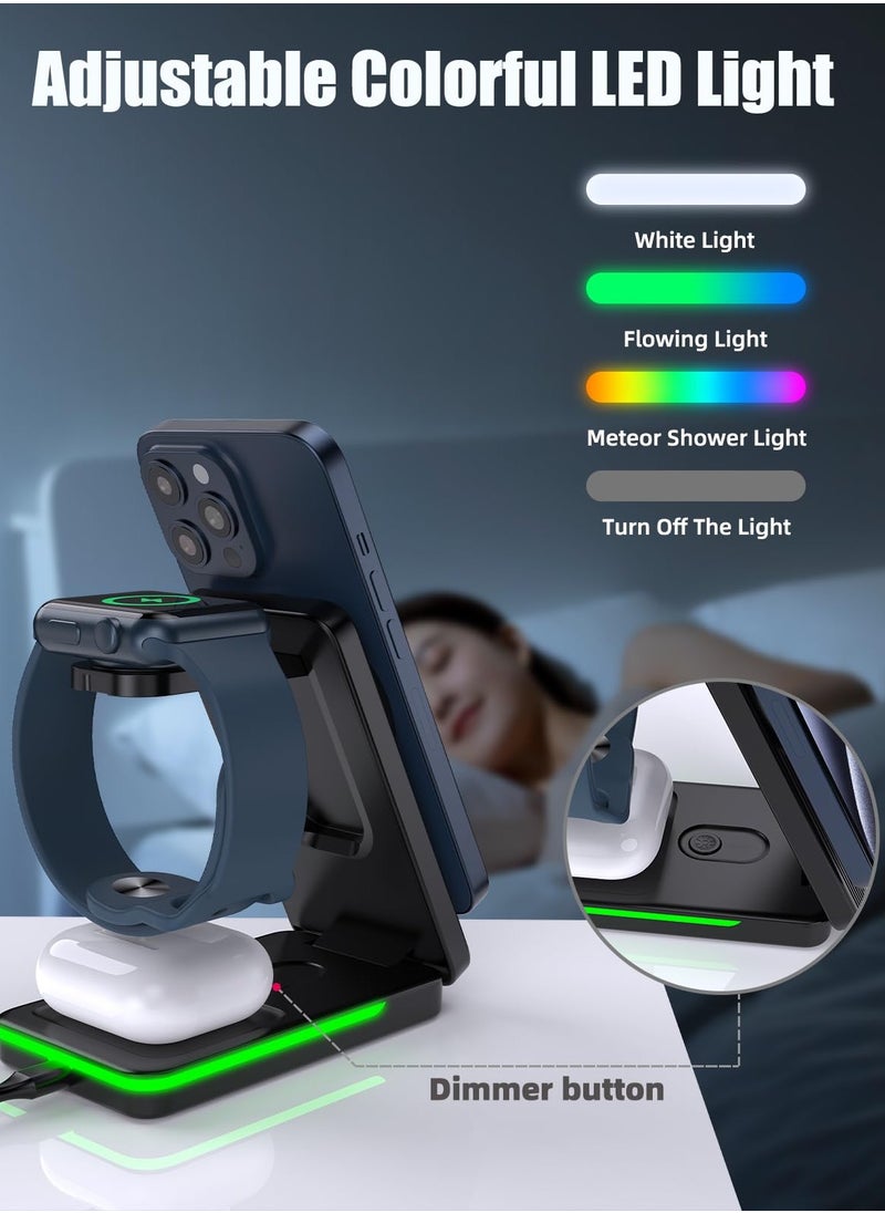 Anmi - Magnetic Wireless Charger Mag safe Charger, 15W Fast Charging Mag-Safe Charger Stand for iPhone 15 Pro Max/14, Apple Charging Station for Apple Watch 9/Ultra - Image 1