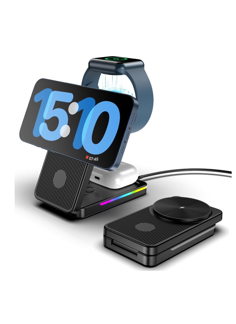 Anmi - Magnetic Wireless Charger Mag safe Charger, 15W Fast Charging Mag-Safe Charger Stand for iPhone 15 Pro Max/14, Apple Charging Station for Apple Watch 9/Ultra - Image 1