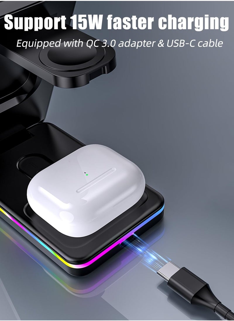Anmi - Magnetic Wireless Charger Mag safe Charger, 15W Fast Charging Mag-Safe Charger Stand for iPhone 15 Pro Max/14, Apple Charging Station for Apple Watch 9/Ultra - Image 1