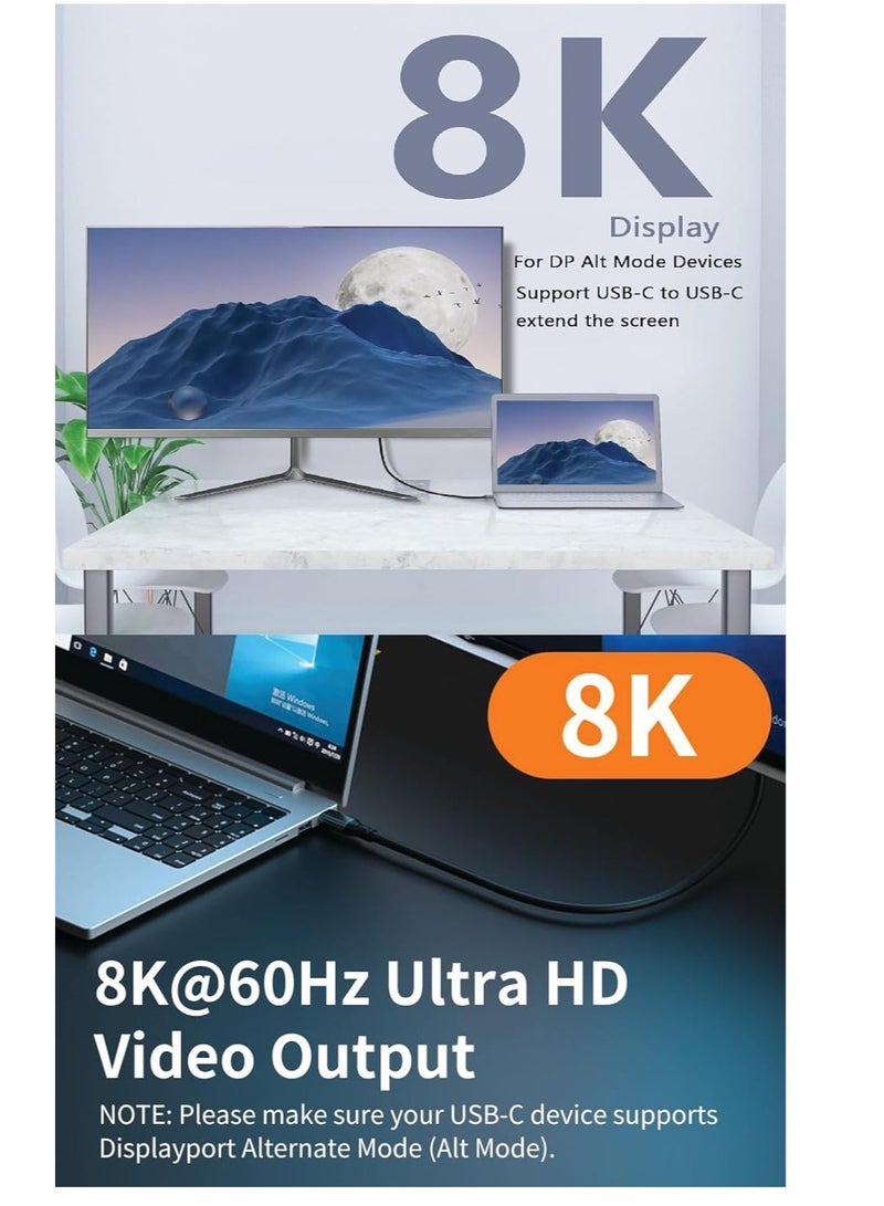 USB Type C to 3.2 3G Thunderbolt 3 Fast Charging and Data Transfer Cable 20GB i-Marker 8K 60Hz - V/5A 100W 1m Black, for Smartphone - Image 5