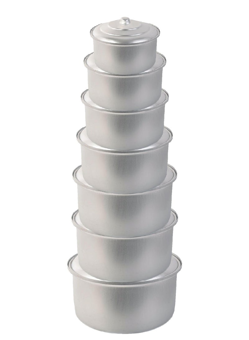 طقم 7 قدور ألمنيوم مقاس  18Cm/20 Cm/22Cm/24Cm/26 Cm/28 Cm/30Cm  - Image 2