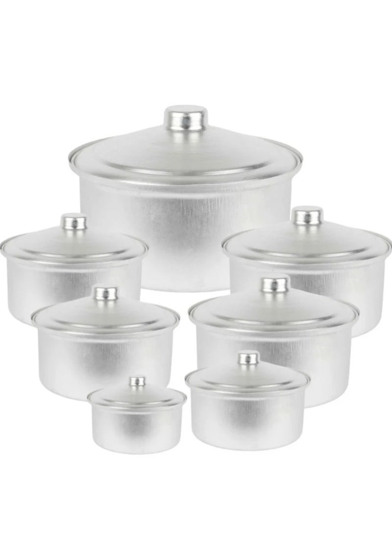 طقم 7 قدور ألمنيوم مقاس  18Cm/20 Cm/22Cm/24Cm/26 Cm/28 Cm/30Cm  - Image 5