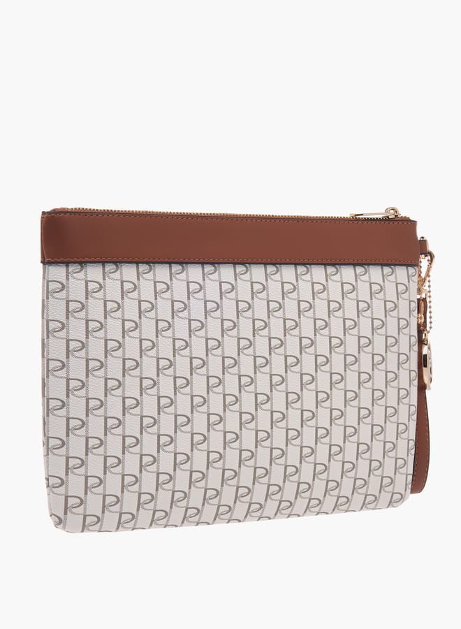Paprika Women Monogram Print Clutch with Zip Closure and Wrist Loop  - Image 2