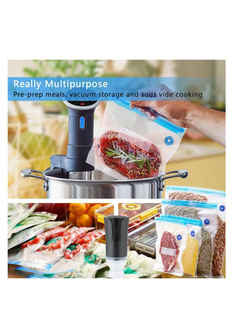 Excefore Electric Vacuum Sealer Food Pump, Sous Vide Bags, BPA-Free Reusable Vacuum Seal Bags with Air Valve, Reusable Vacuum Food Storage Bags Kit, Freezer Safe Vacuum Food Storage Bags (13 Pcs) - Image 5