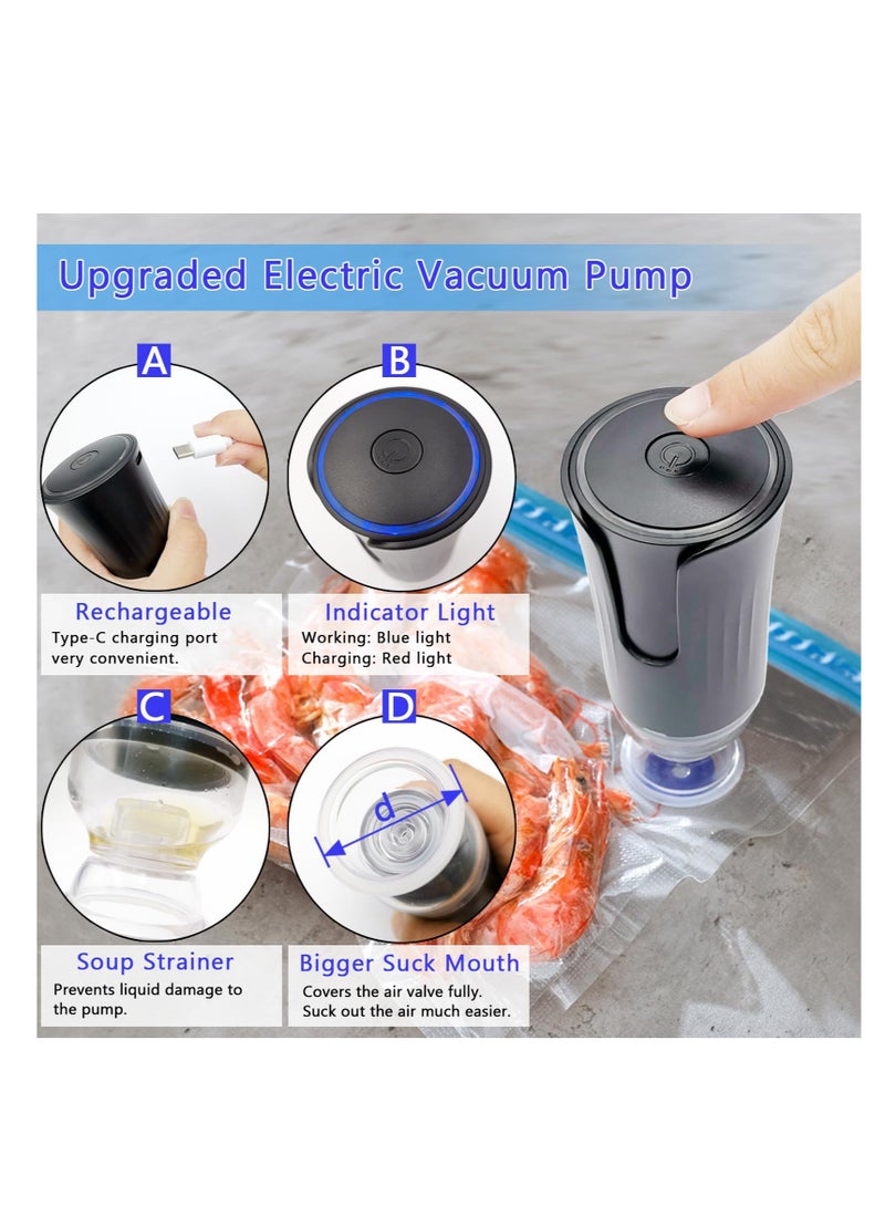 Excefore Electric Vacuum Sealer Food Pump, Sous Vide Bags, BPA-Free Reusable Vacuum Seal Bags with Air Valve, Reusable Vacuum Food Storage Bags Kit, Freezer Safe Vacuum Food Storage Bags (13 Pcs) - Image 2