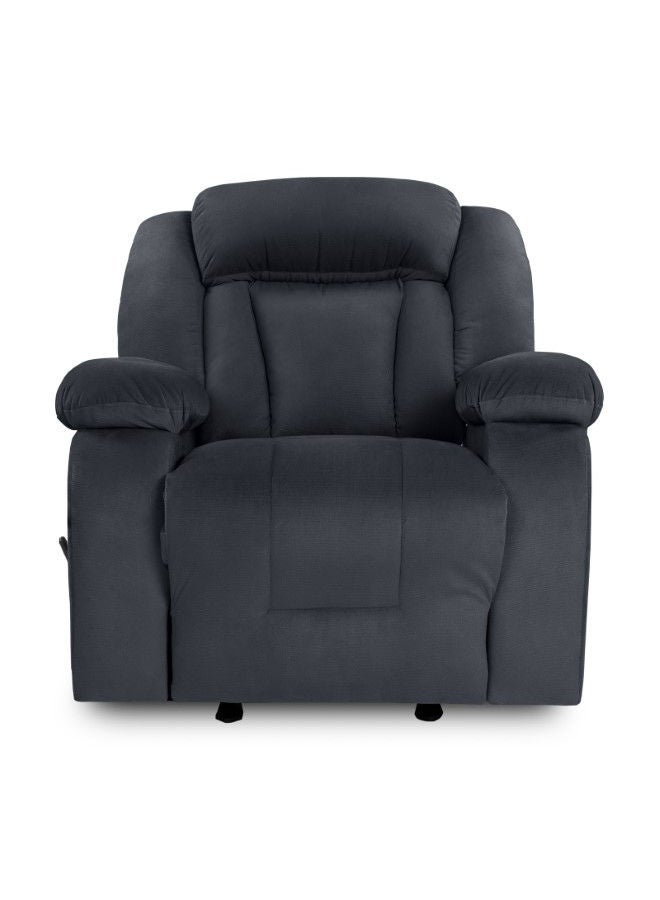 REGAL IN HOUSE Velvet Upholstered Rocking Recliner Chair With Bed Mode - Dark Grey - 90x100x80cm  - Image 3