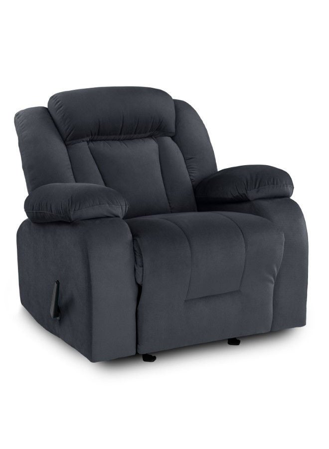 REGAL IN HOUSE Velvet Upholstered Rocking Recliner Chair With Bed Mode - Dark Grey - 90x100x80cm  - Image 2