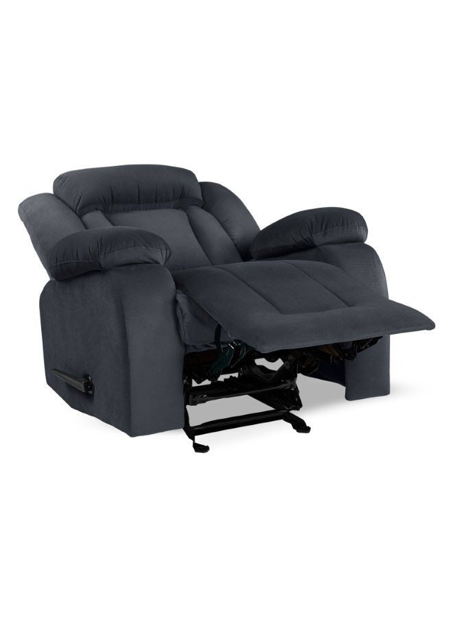 REGAL IN HOUSE Velvet Upholstered Rocking Recliner Chair With Bed Mode - Dark Grey - 90x100x80cm  - Image 4